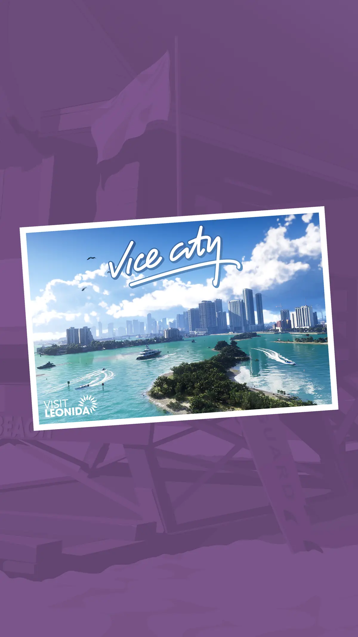 Vice City postcard vertical portrait artwork