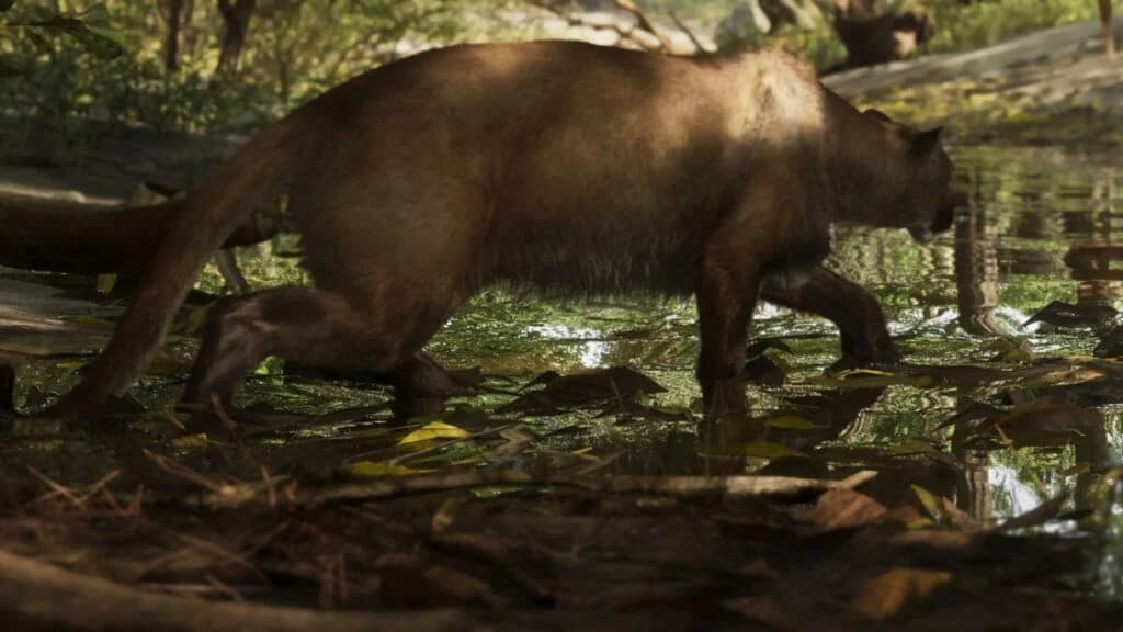 A Florida panther stalking through the undergrowth of Mount Kalaga National Park in GTA 6