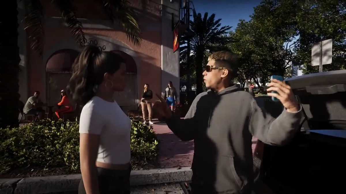 NPCs reacting to a car crash on the main boulevard
