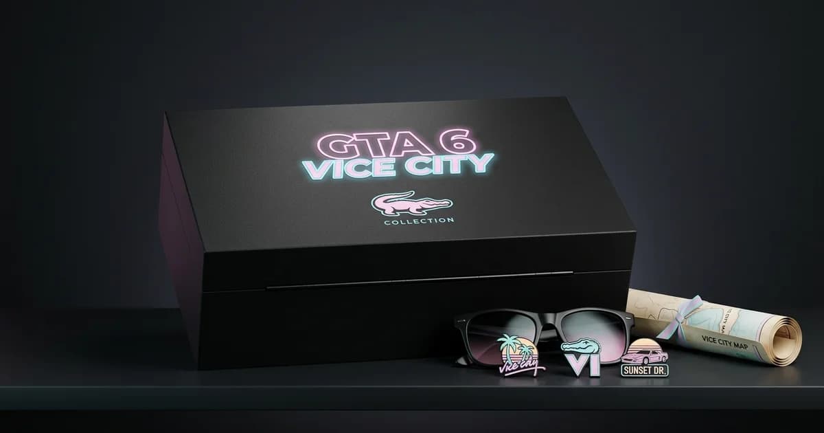 Rockstar Games GTA 6 The Goodtime State Vice City Collection limited edition merchandise box with Leonida map and Macca the Gator items