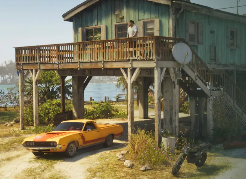 Jason's safehouse vehicles including Dinka Enduro motorcycle and Crest Kayak in the GTA 6 Ultimate Edition