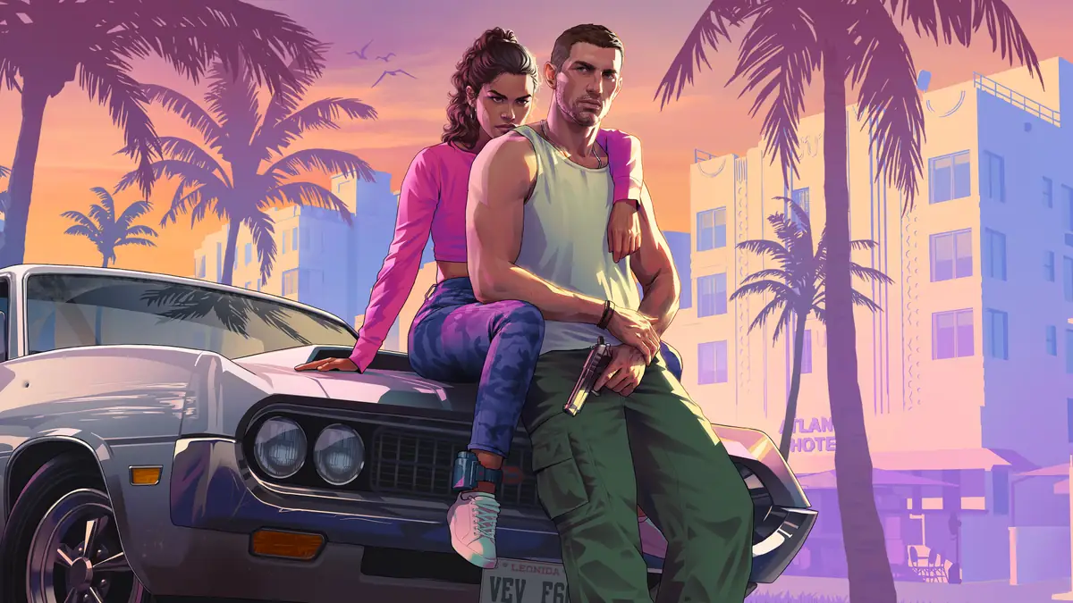 GTA 6 artwork of Jason and Lucia, the dual protagonists
