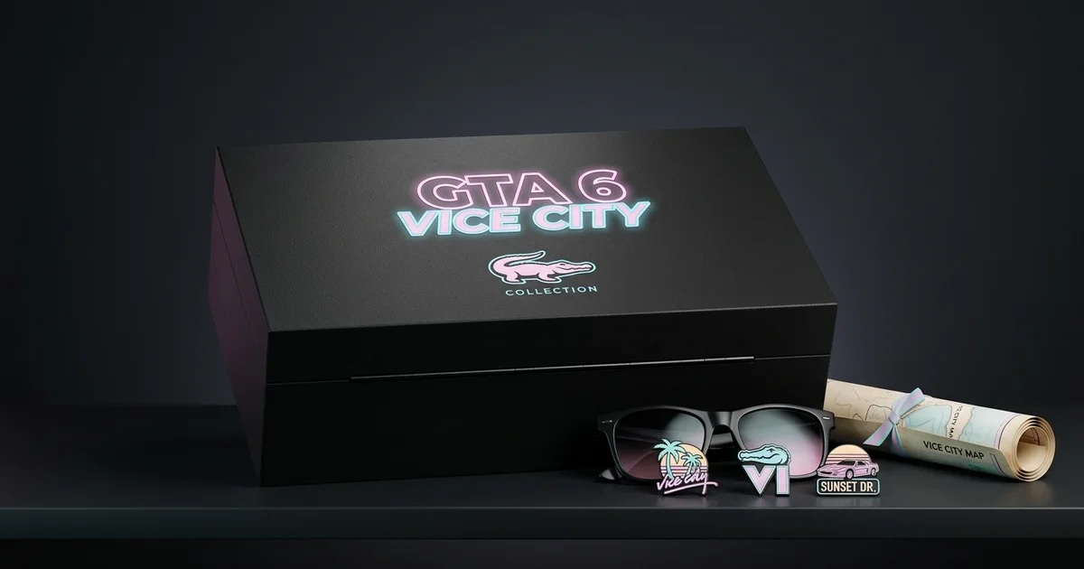 Rockstar Games GTA 6 The Goodtime State Vice City Collection limited edition merchandise box with Leonida map and Macca the Gator items